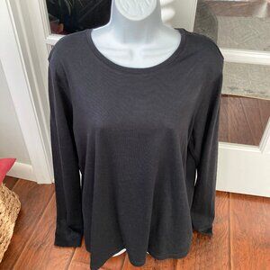 Lands' End Basic Black Soft Long Sleeve Tee Large